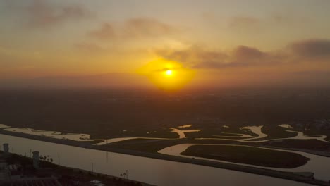 A-drone-captures-sunset-as-it-lands-at-the-beach