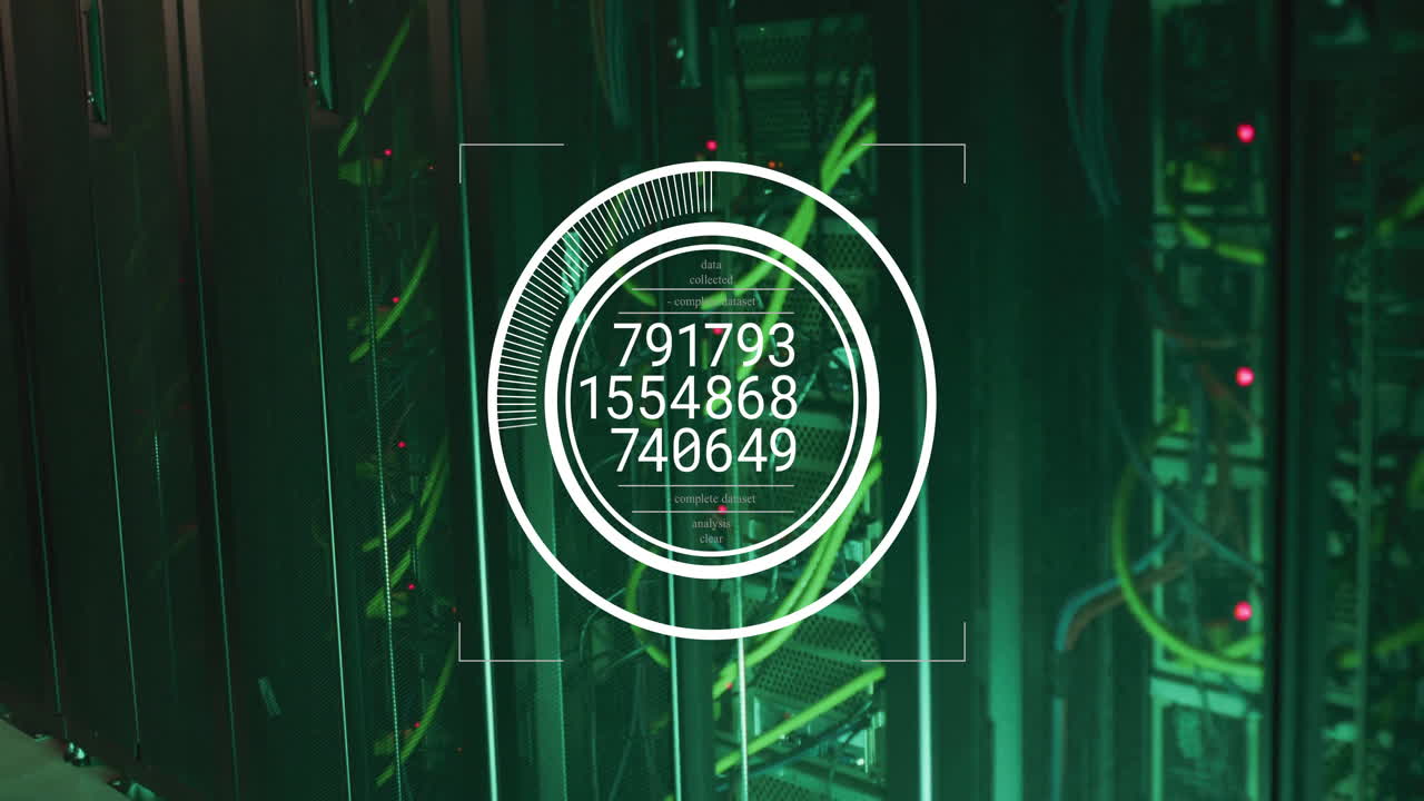 Animation of data processing over server room