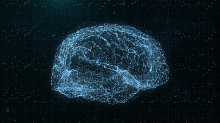 3D Technological Interface: Glowing Dashboard with Artificial Intelligence, Human Brain MRI Scan, and Network Data for Medical Research