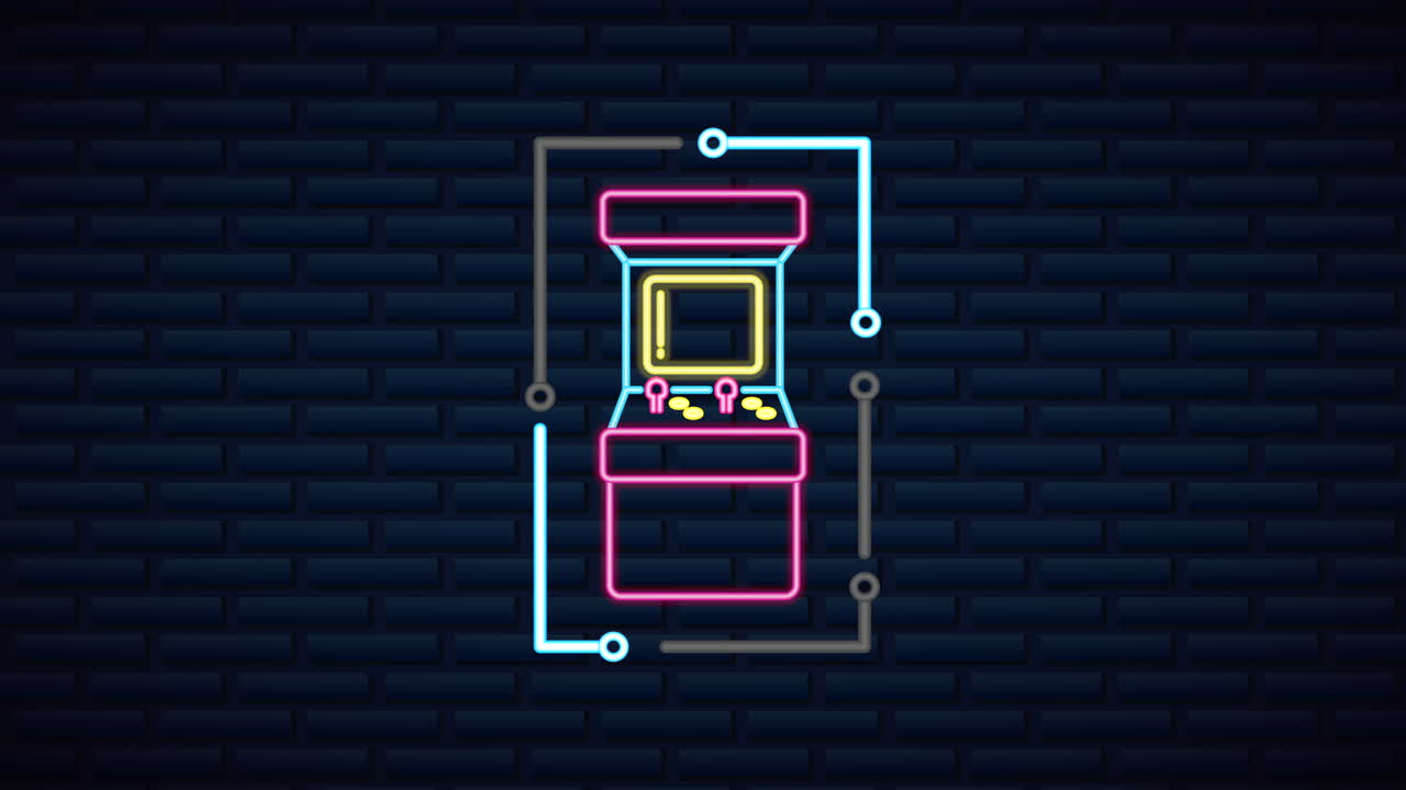 parete con macchina per videogiochi a luce al neon