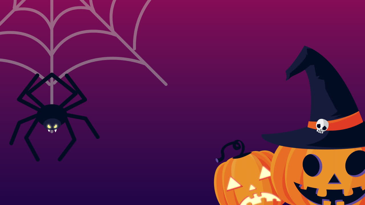 Illustrazione di Halloween con ragno e zucche