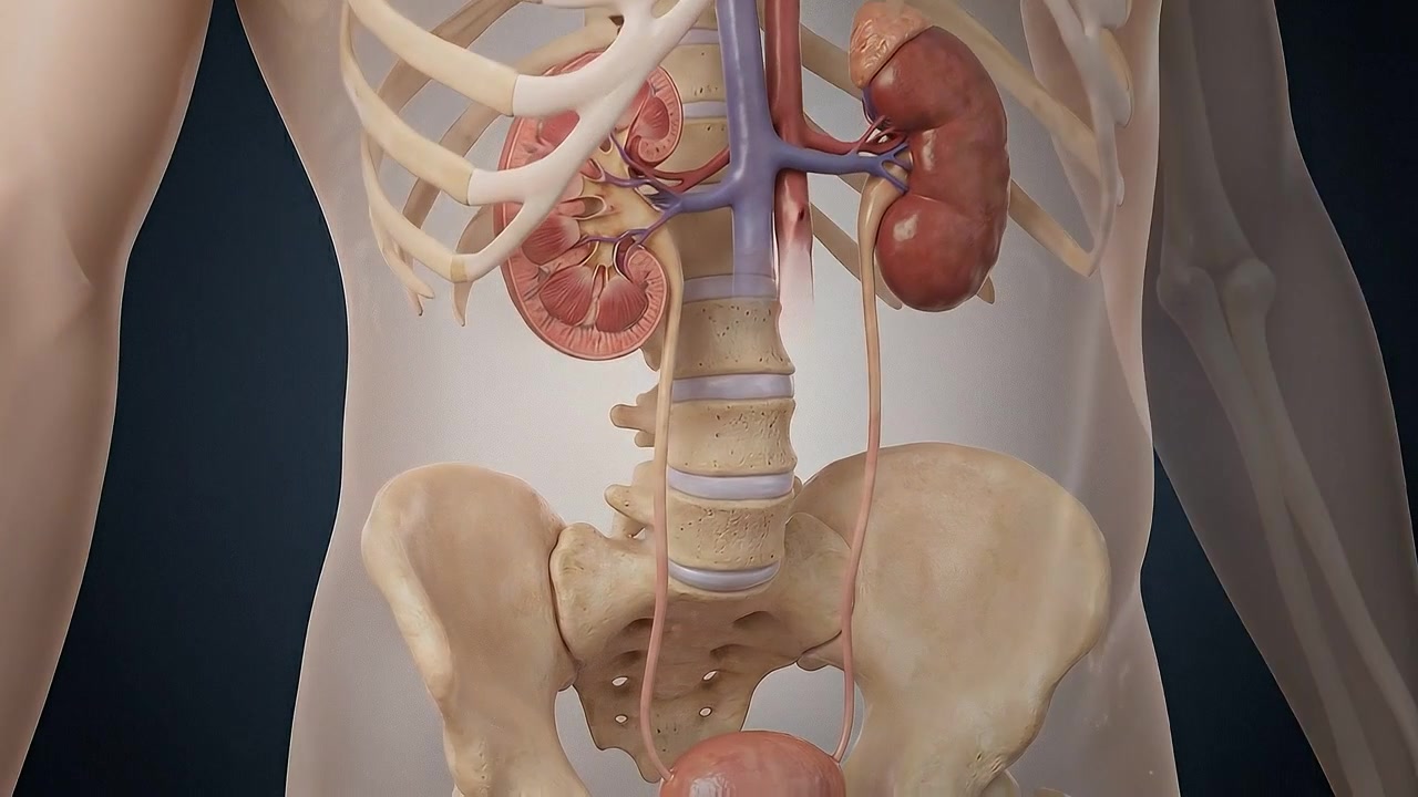 3D Medical Animation of Human Urinary System Anatomy