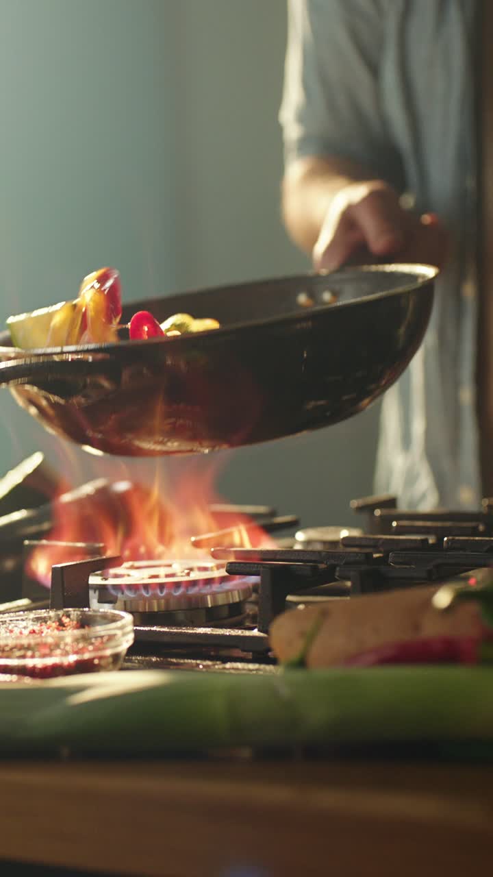 Cooking with Flames on a Gas Stove