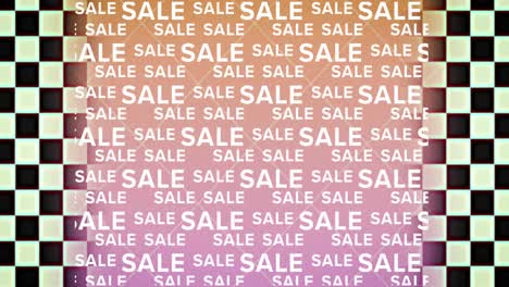 animación del texto de venta en repetición con bordes a cuadros en blanco y negro