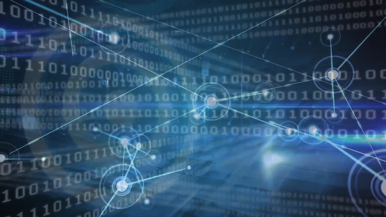 Animation of data processing over black background