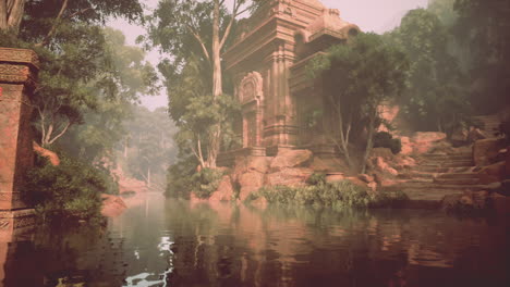 ancient temple ruins in a lush jungle