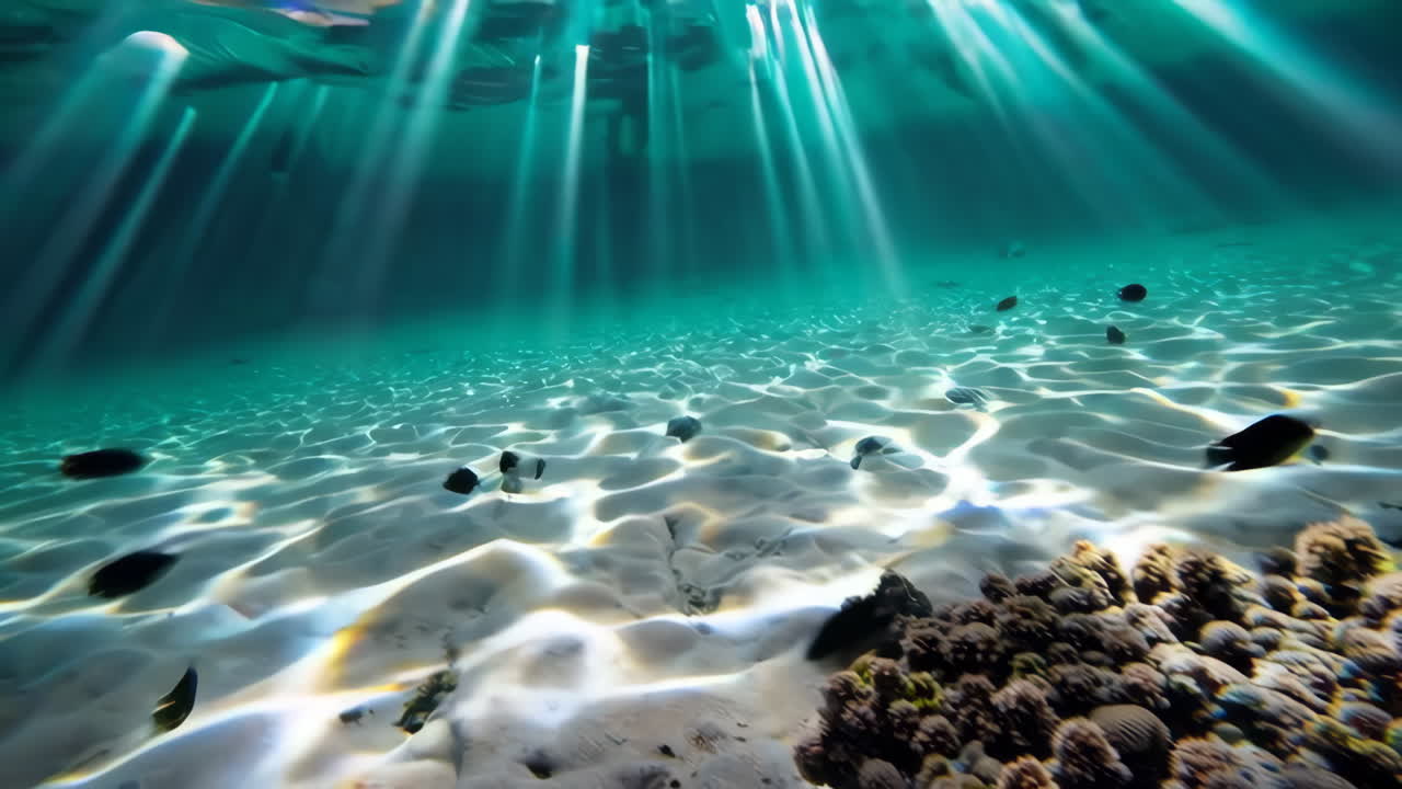 la luz del sol bajo el agua a través del agua turquesa