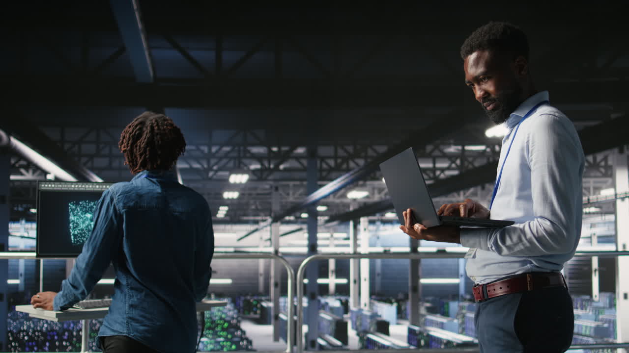 IT experts on data center industrial platform pleased by neural network outputs