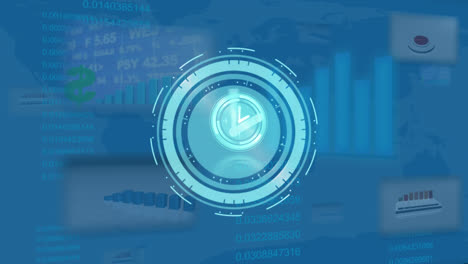 Animación-Del-Reloj-En-Movimiento-Sobre-Gráficos-Y-Procesamiento-De-Datos.