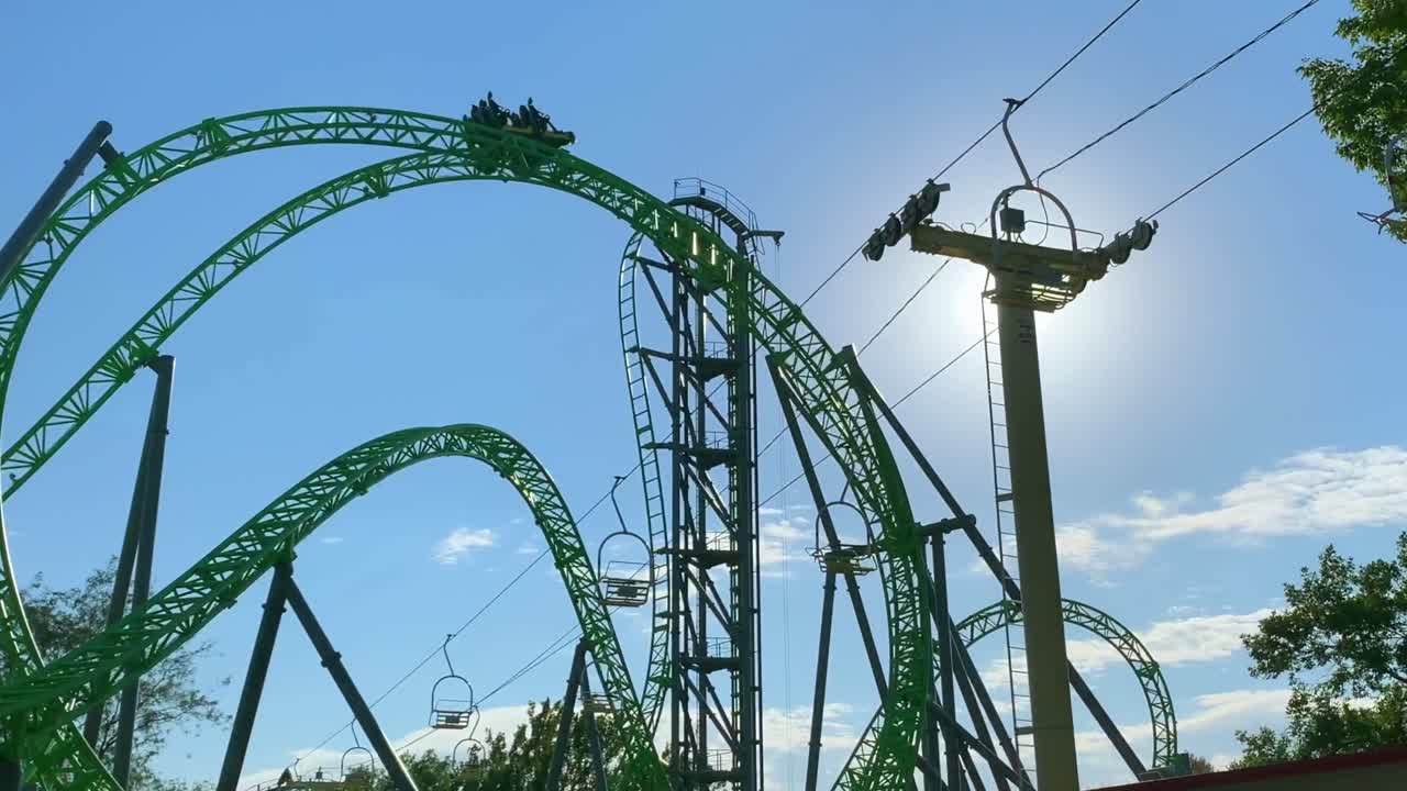 Amusement part roller coaster Adventureland monster ride