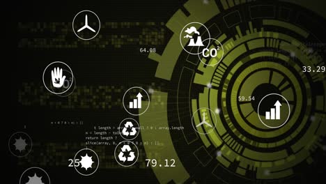 animación de iconos ecológicos, alcance y procesamiento de datos