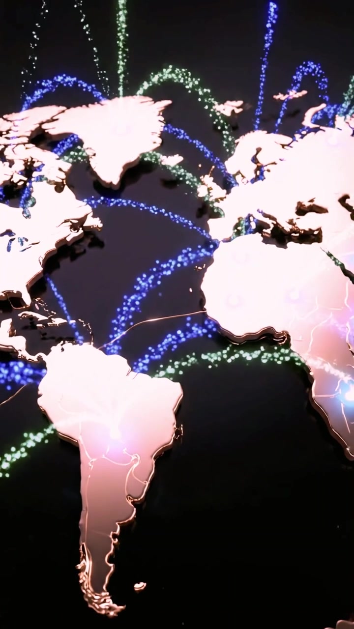 Mapa Mundi Digital com Conexões de Dados Brilhantes