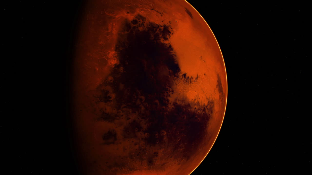 Stunning view of mars showcasing its reddish surface and unique features