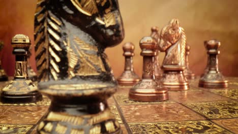 Flight-of-the-camera-between-vintage-chess.-super-macro-close-up