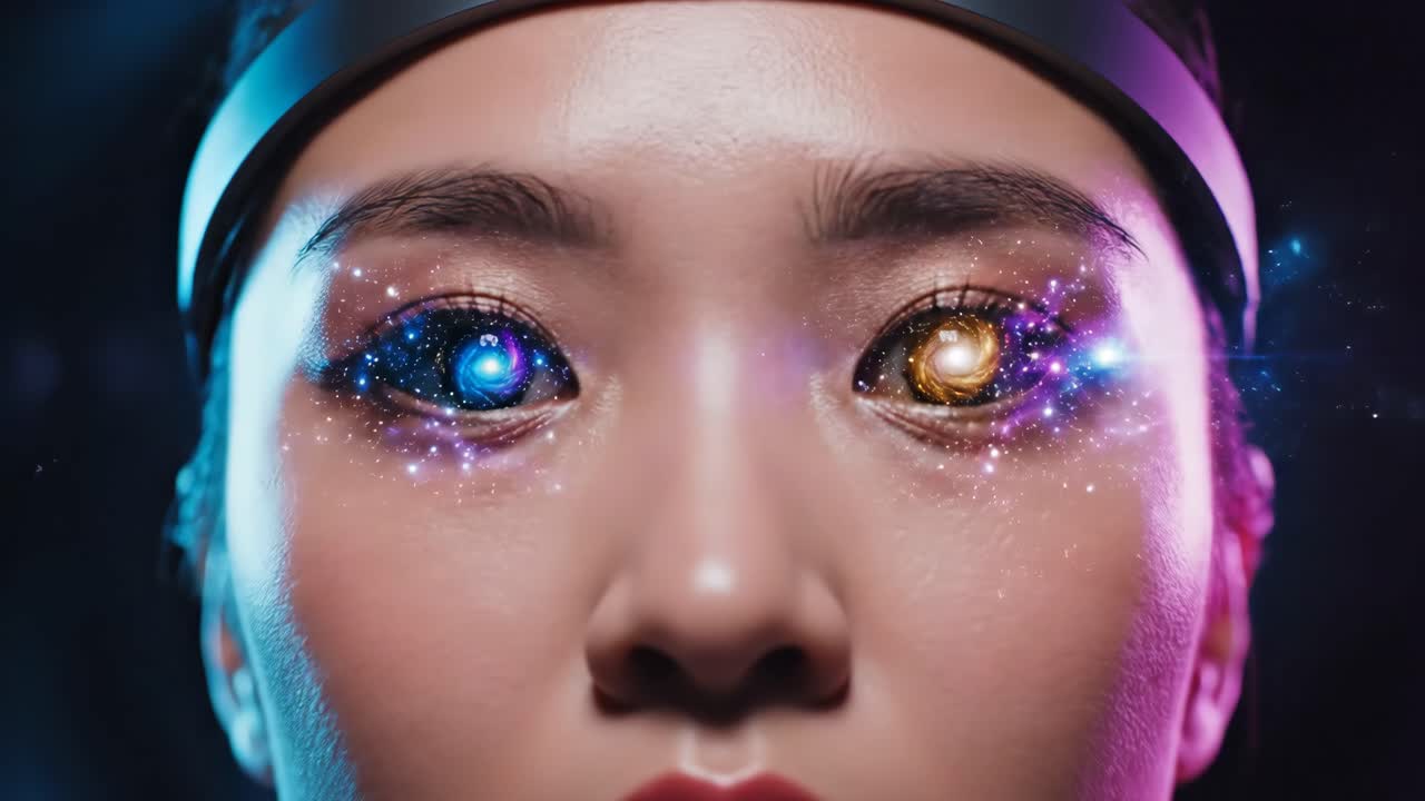 Futuristic Asian Woman with Galaxy Eyes