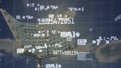 animation of financial data processing over solar panels