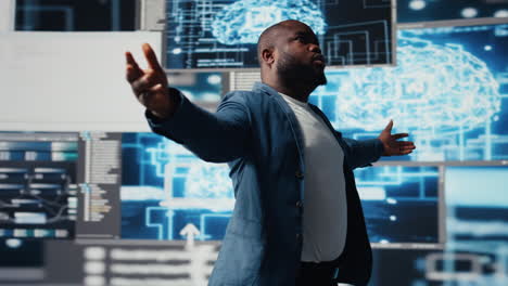 african american developer working in a cyber environment