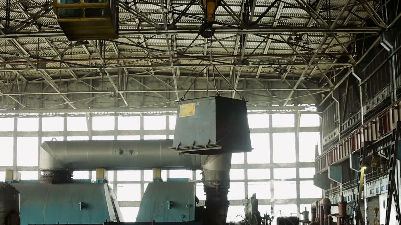 Overhead crane in power plant. Industrial overhead crane at power plant indoors