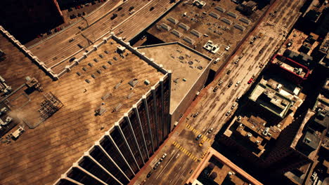 aerial view of city streets and buildings