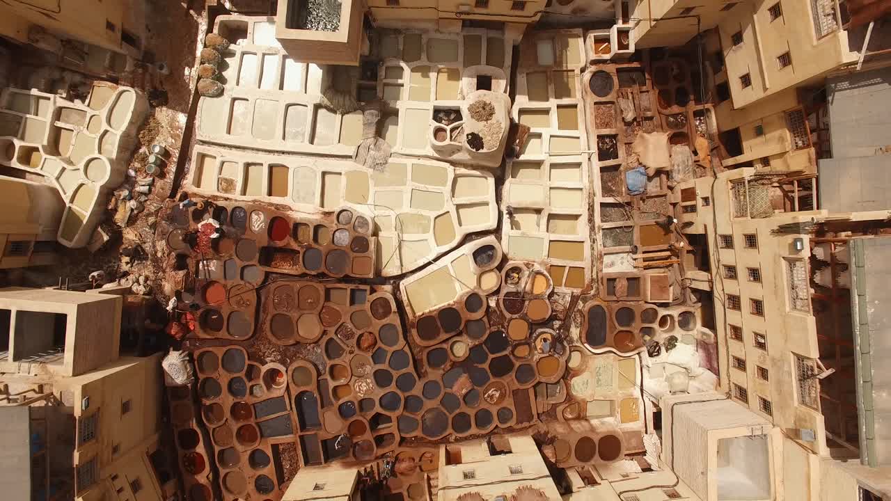 AERIAL: leather tannery in Fez