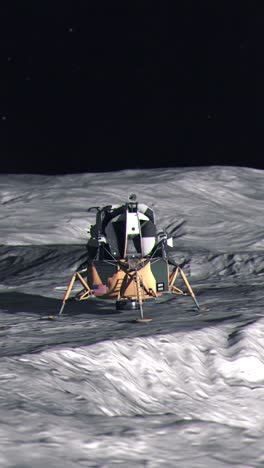 vertical medium shot of the eagle lander on the surface of the moon
