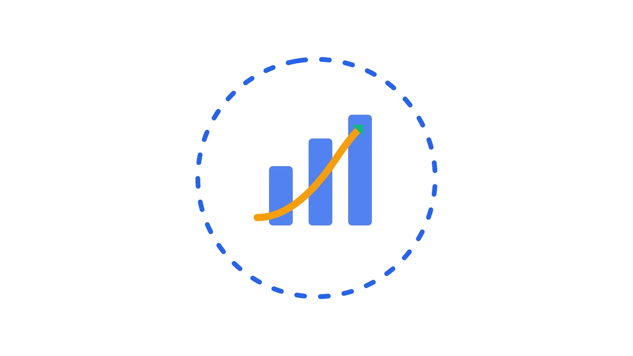 Animated Bar Chart Showing Growth Trend Inside a Circular Frame