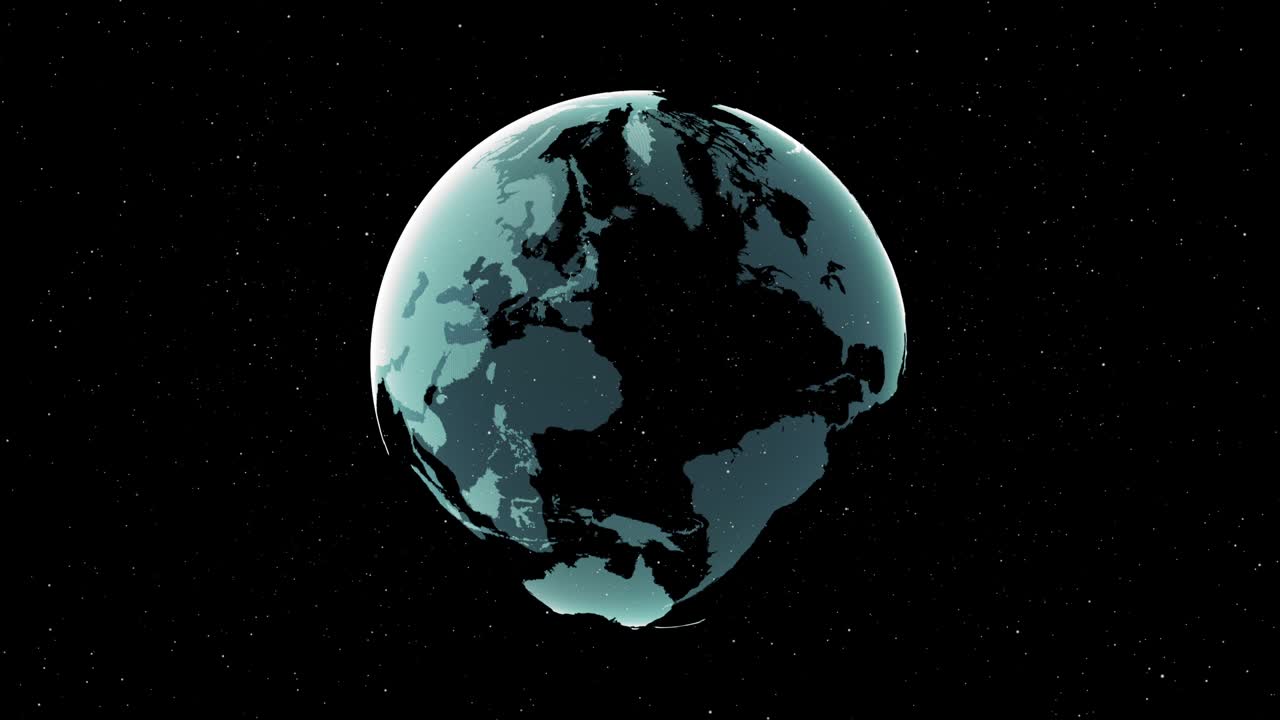 abstract digital hud mundo de la tierra girando con pequeñas estrellas brillantes en un fondo negro aislado. concepto de holograma de comunicación y tecnología. video de imágenes vfx de movimiento 4k. canal alfa