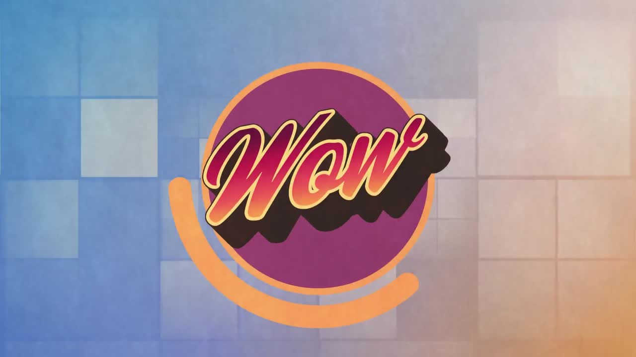 animazione del testo wow su una griglia blu