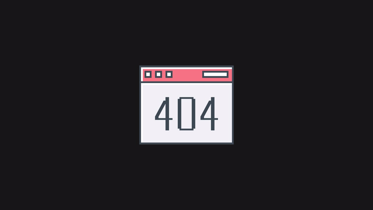 Animeret pixelkunst 404-fejlside i browservindue.