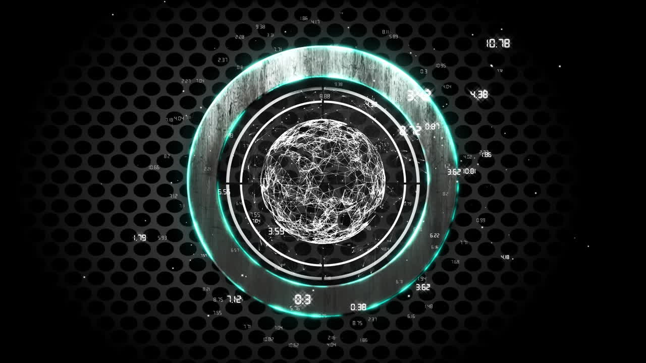 Animation of network of connections with icons over dark background