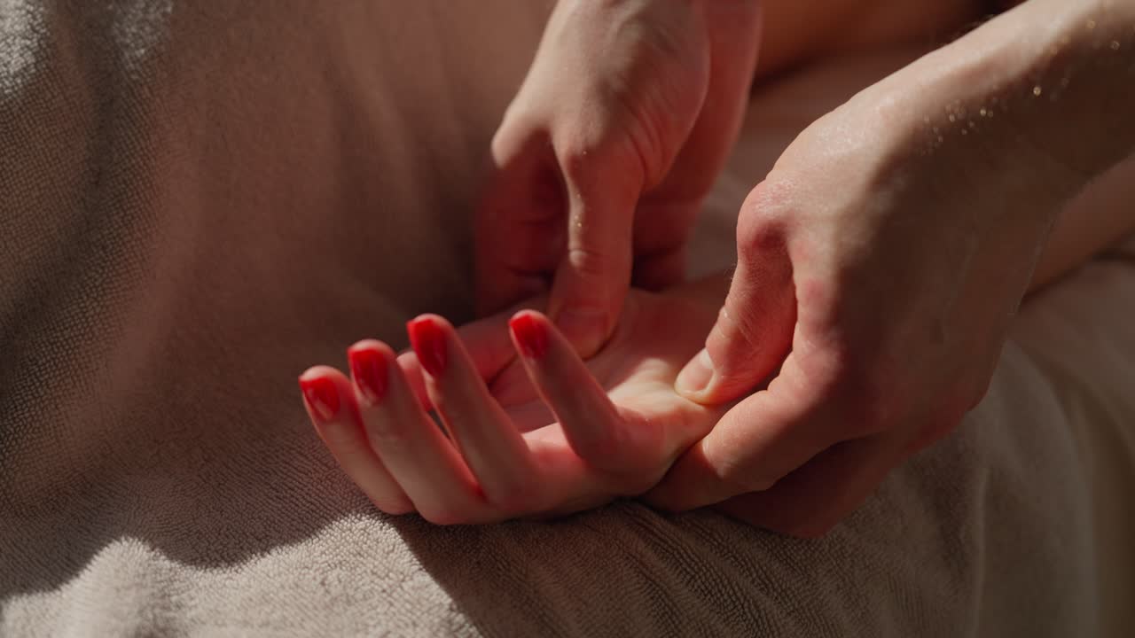 Close-Up of a Professional Hand Massage in a Spa