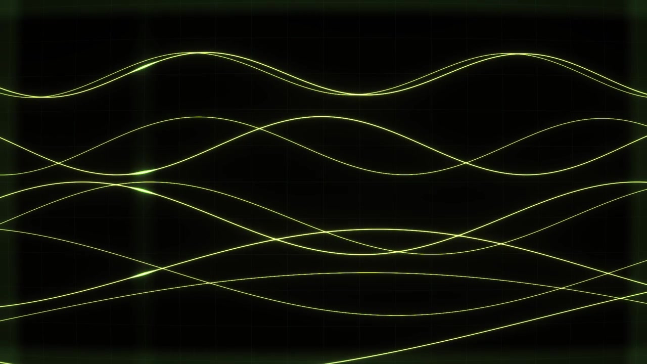Abstract gloeiende groene golfvormen op een digitaal raster