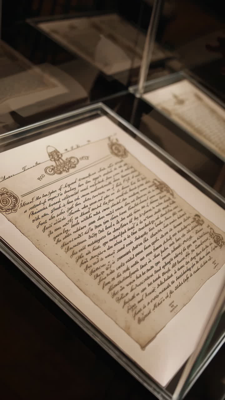 Historical Document Displayed in Case