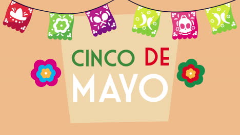 cinco de mayo lettering celebration with garlands hanging