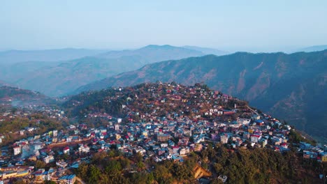 aerial view of mountain village in nepal