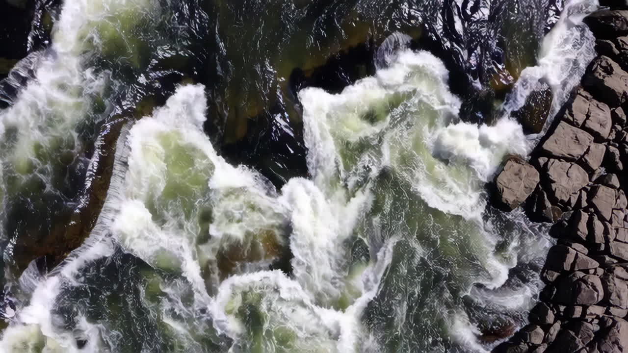 Aerial View of White Water Rapids