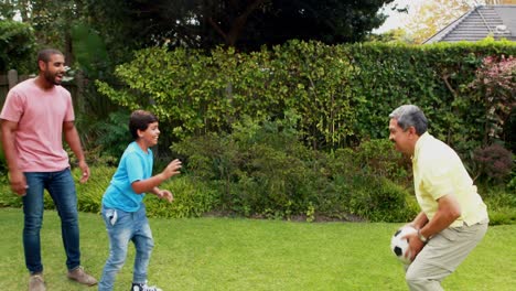 happy family playing football 4k