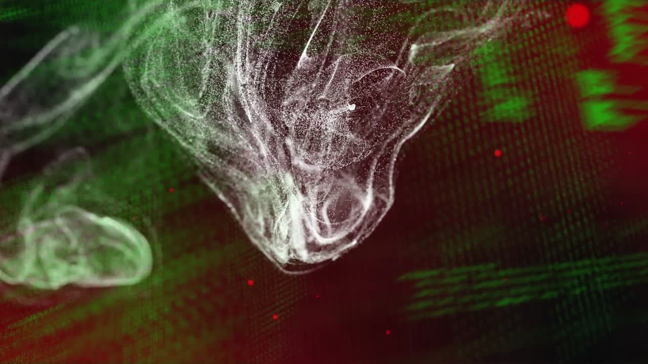 Animation of digital screen with data and smoke
