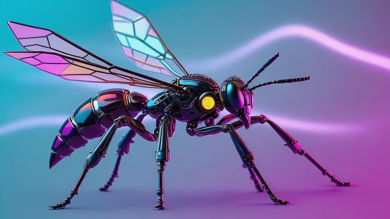 Robotisk Cyberpunk-hveps: En futuristisk insektlignende skabelse