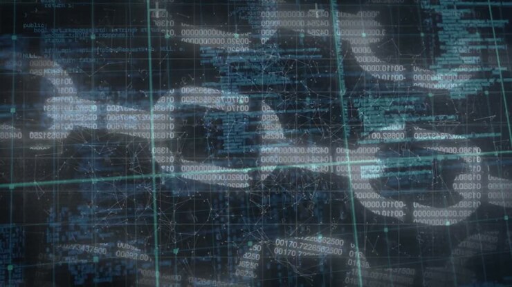 Animation of digital data processing over grid and online security chain