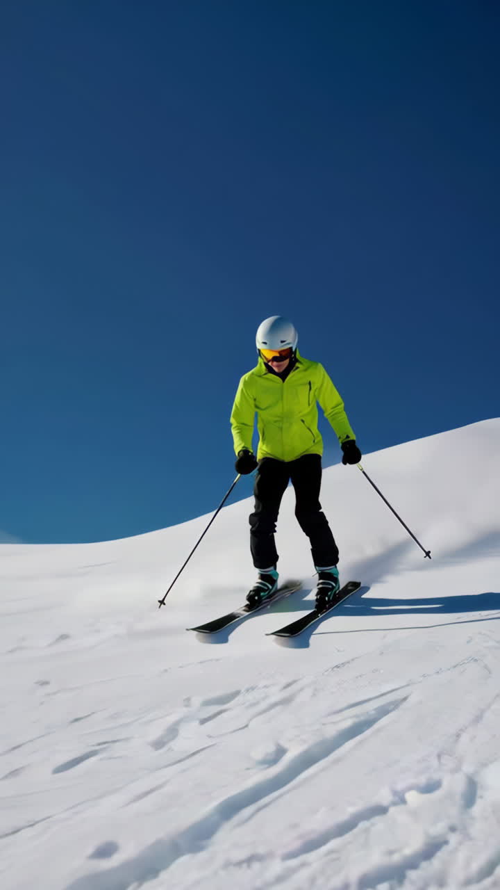 esquiador en una ladera de montaña soleada