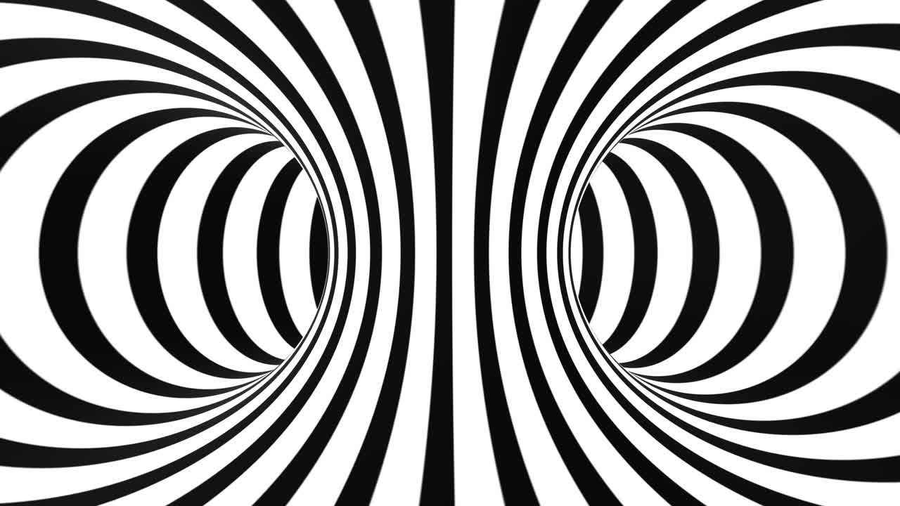 túnel de ilusión óptica en blanco y negro