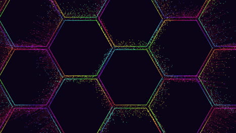 Futuristic-rainbow-hexagons-pattern-with-small-motion-dots-and-lines-2