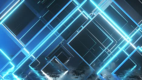 movement of glass neon blocks. modern ultraviolet lighting. seamless loop 3d render