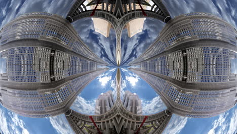 timelapse of tokyo city scene and skyline made into abstract fisheye tiny planet