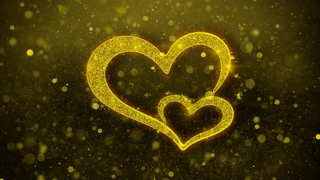 Golden Hearts with Sparkle Effect