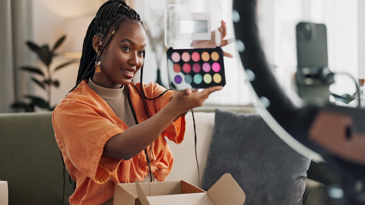 Video, content creator and black woman doing