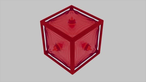 red geometric cube with liquid texture