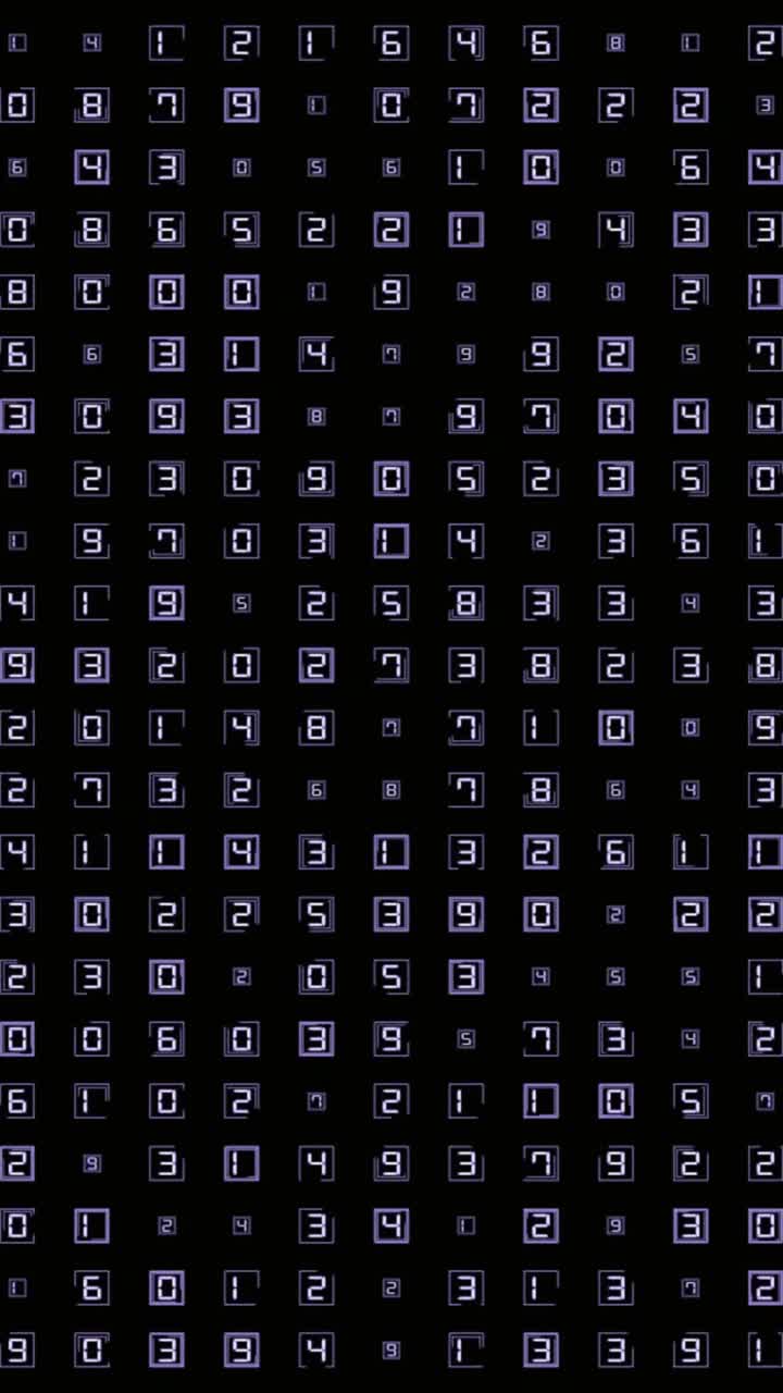 Abstract Grid of Changing Digital Numbers
