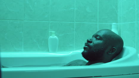african american man taking bath